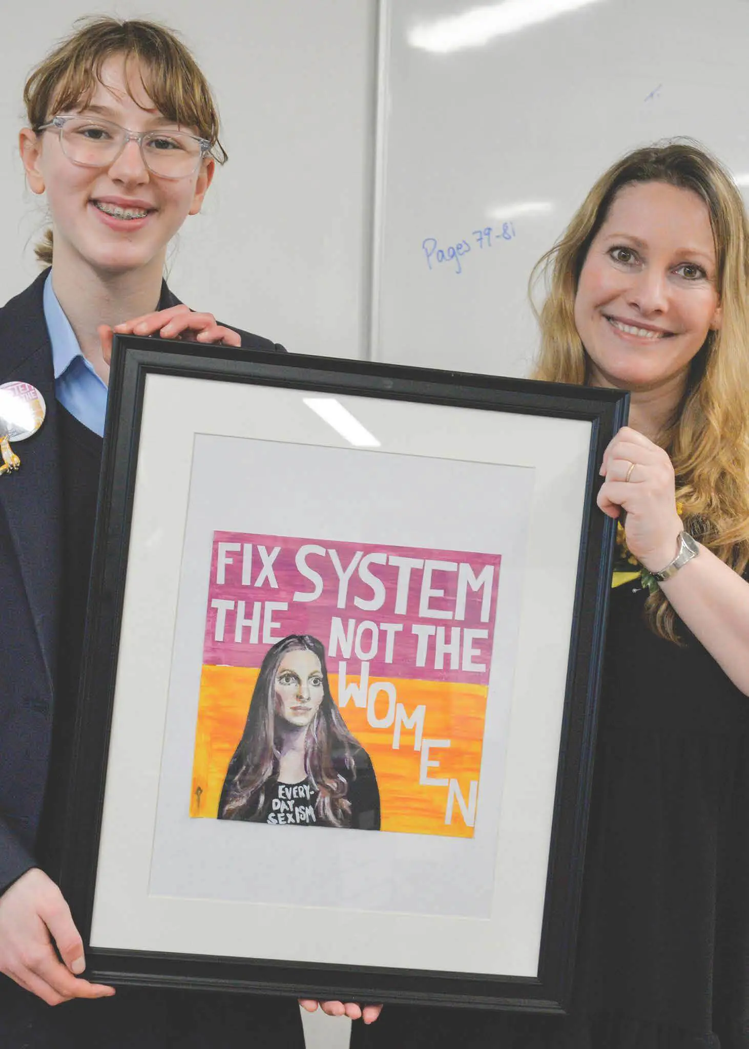 Naomi (Senior 10) presented Laura with a portrait she created for International Women’s Day.