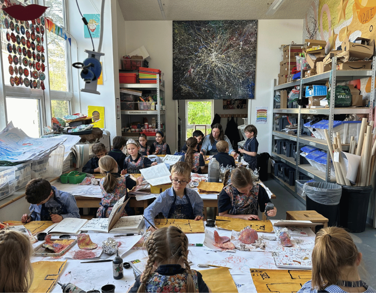 Prep pupils at their art lessons at Ibstock Place School
