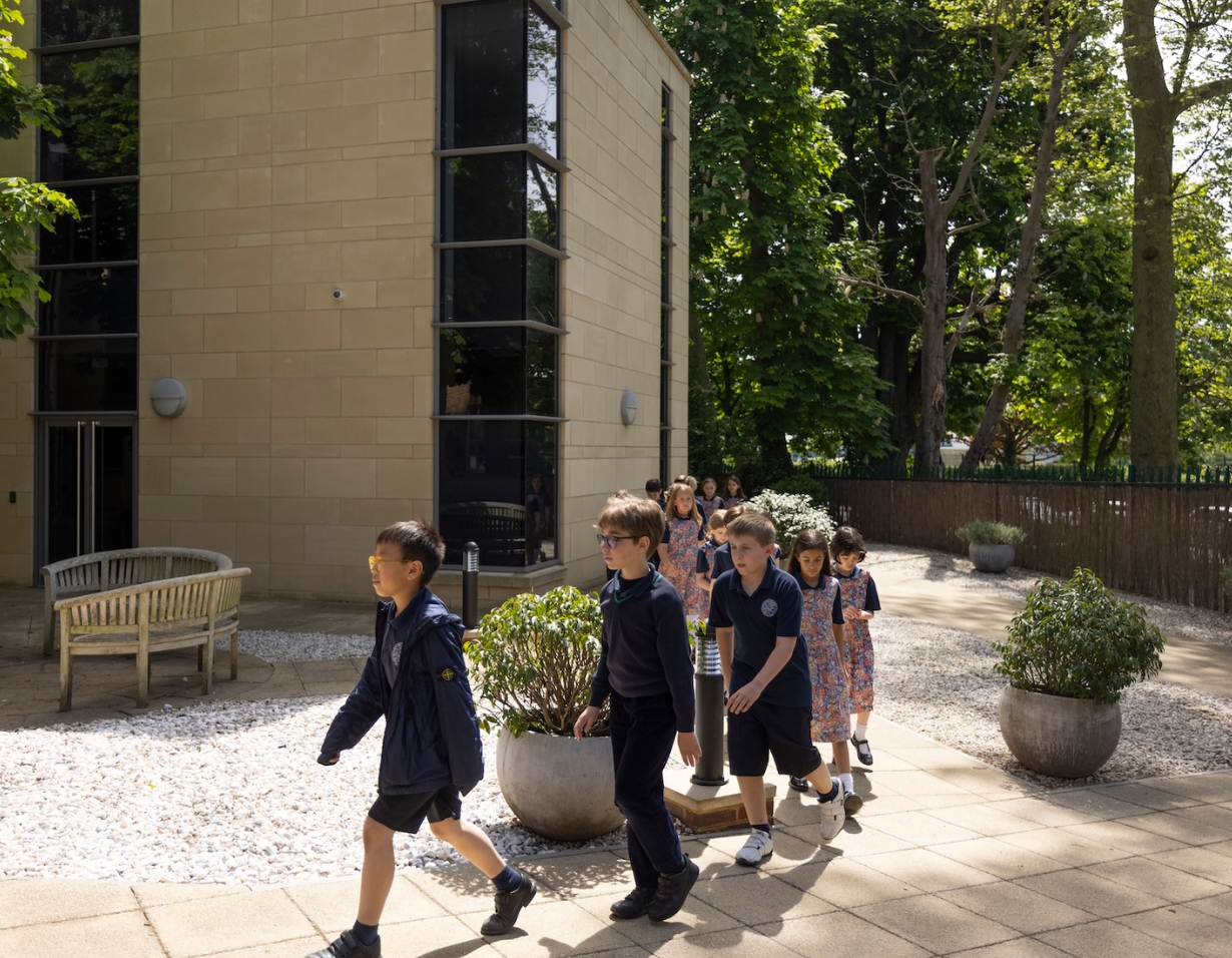 Prep pupils walking around the campus of Ibstock Place School, a private school near Richmond