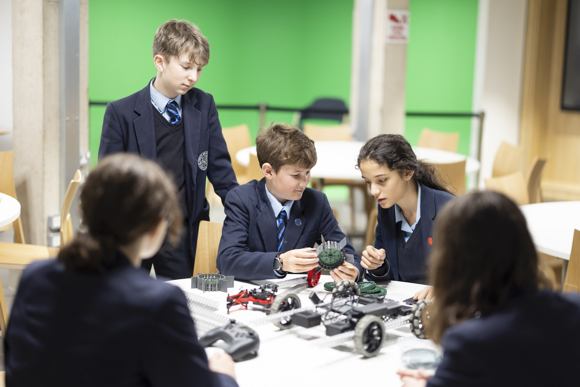 Senior pupils in the Innovation Hub at Ibstock Place School, a private school near Richmond, Barnes, Putney, Kingston, and Wandsworth