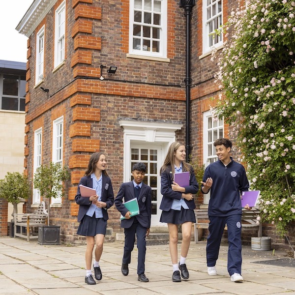 pupils walking to their class at Ibstock Place School, a private school near Richmond, Barnes, Putney, Kingston, and Wandsworth