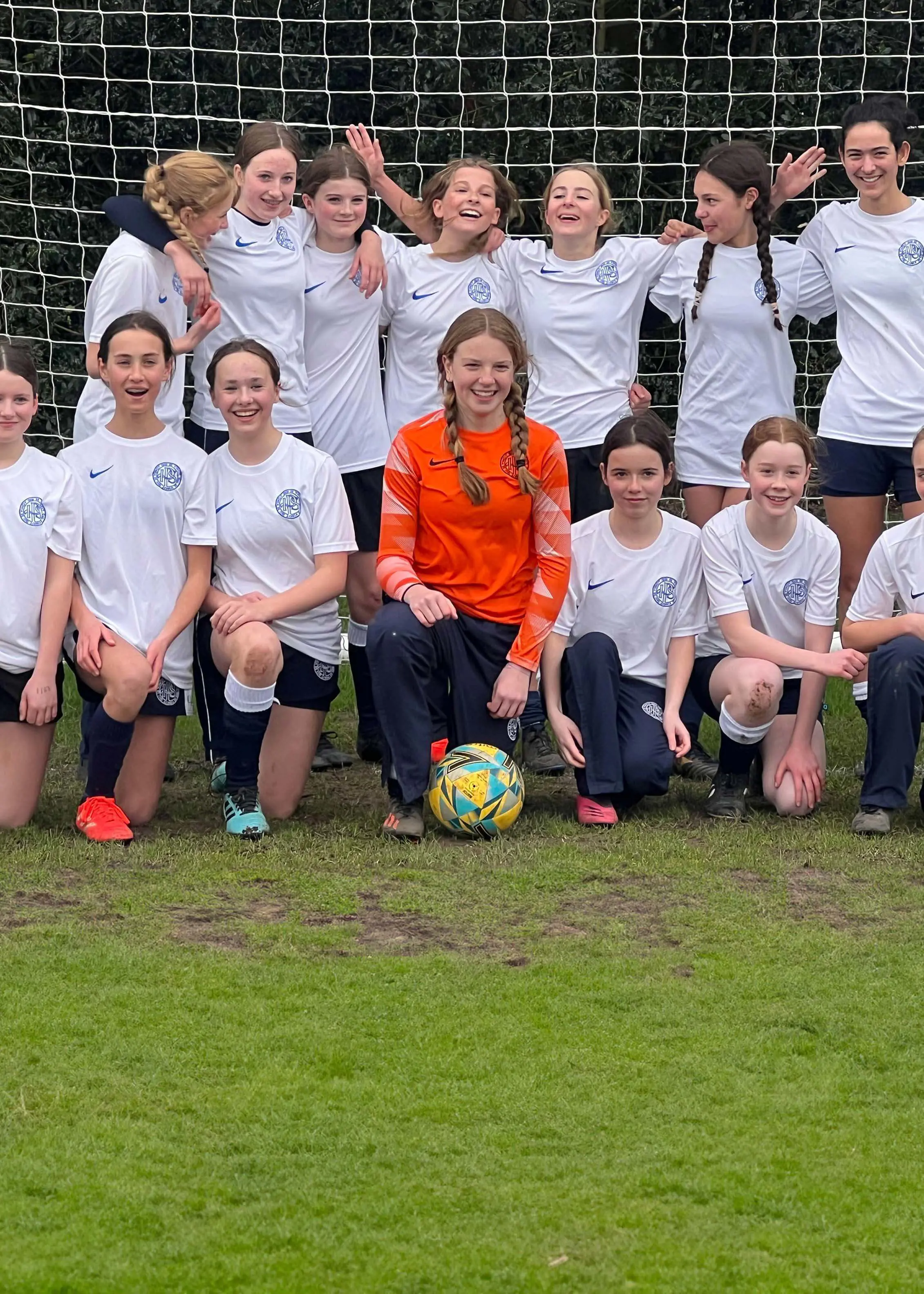 Senior girls football team photo at Ibstock Place School, a private school near Richmond, Barnes, Putney, Kingston, and Wandsworth.