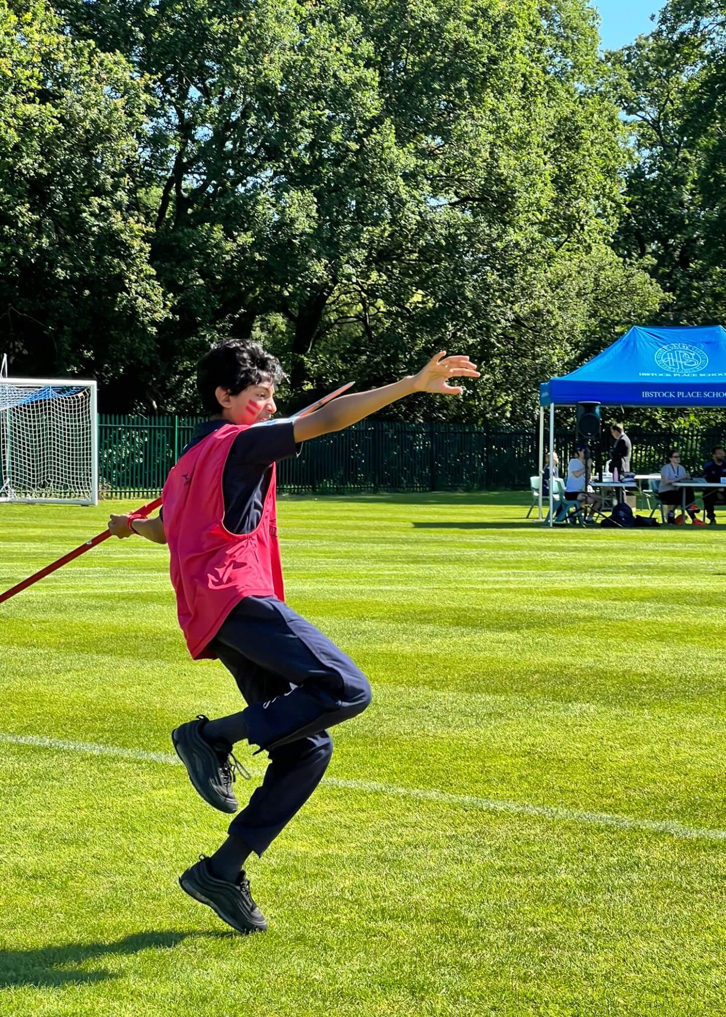 Track and Field Day, pupil doing a javelin throw | Ibstock Place School, Roehampton, Private School Near Richmond, Barnes, Putney, Kingston, & Wandsworth 