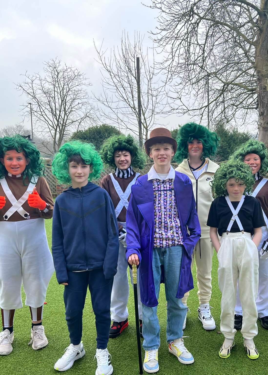 Children dressed up as Oompa Loompas for world book day at Ibstock Place School, Roehampton, a private school near Richmond, Barnes, Putney, Kingston, & Wandsworth