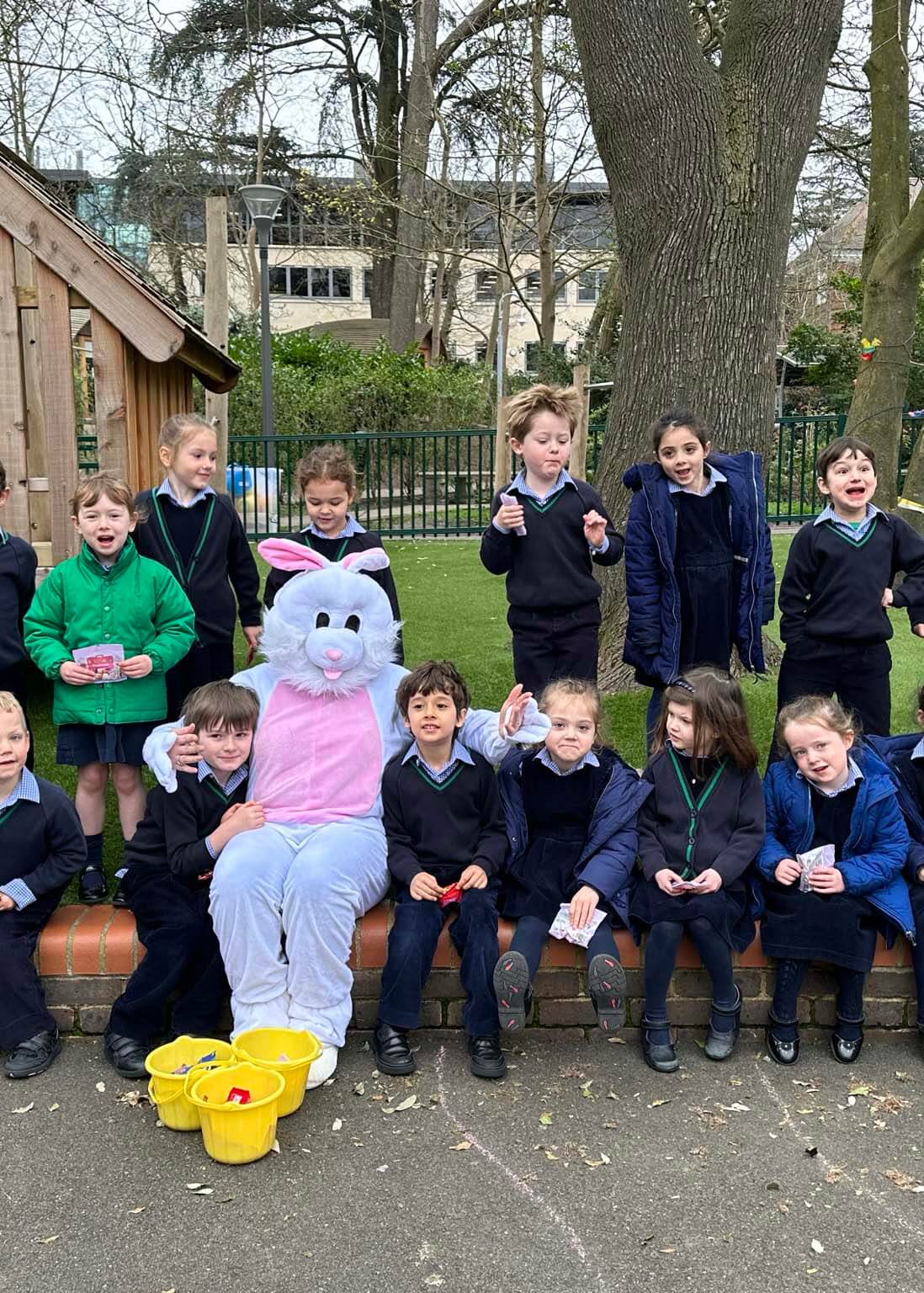 Pre-prep and Prep pupils has a special surprise visit from the Easter Bunny.