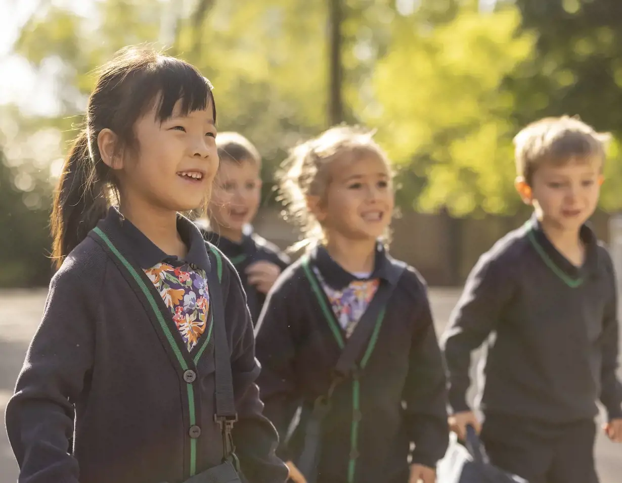 prep pupils playing in the playground of Ibstock Place School, a private school near RichmondP