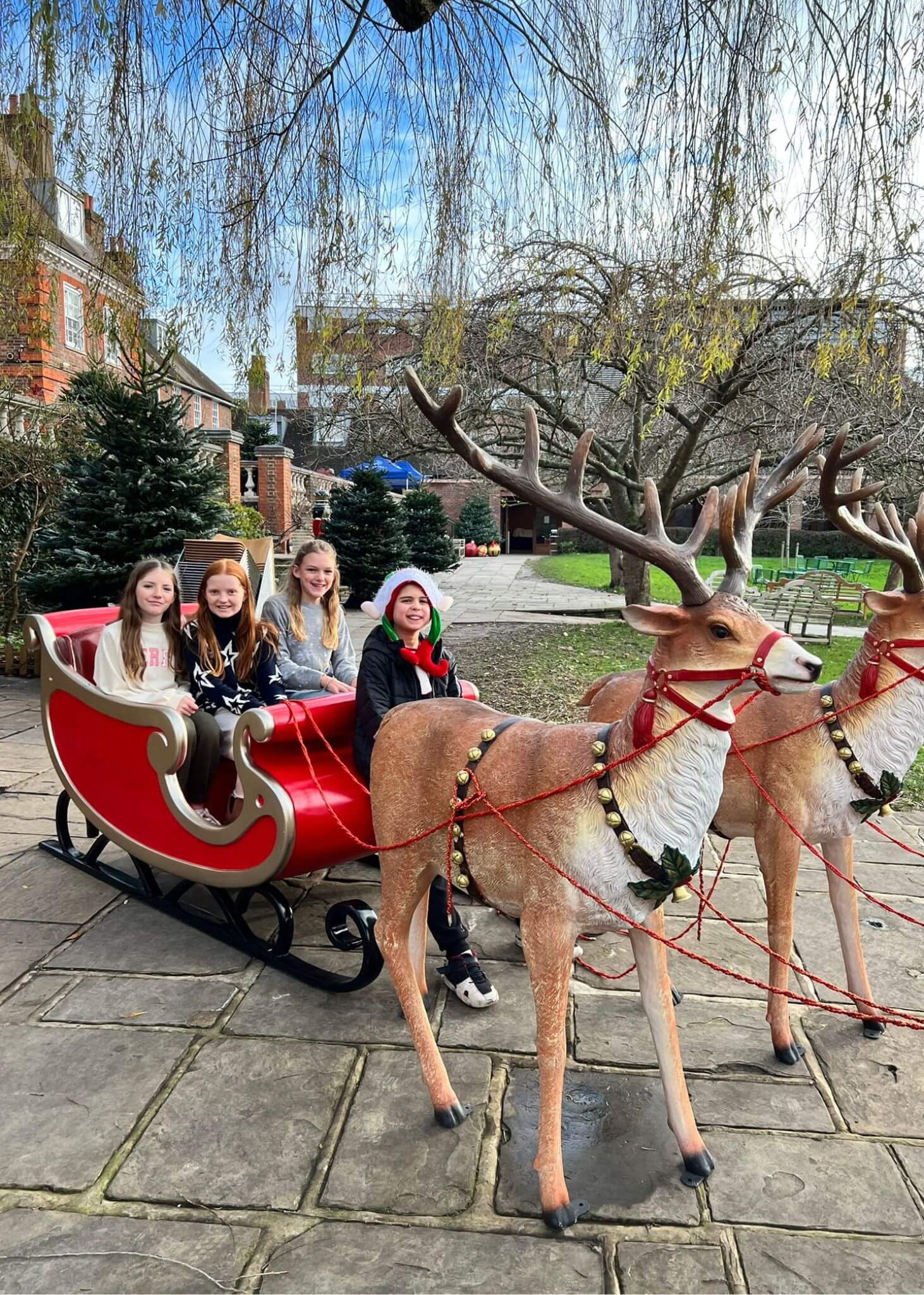 Senior pupils on a sleigh | Ibstock Place School, Roehampton, Private School Near Richmond, Barnes, Putney, Kingston, & Wandsworth 