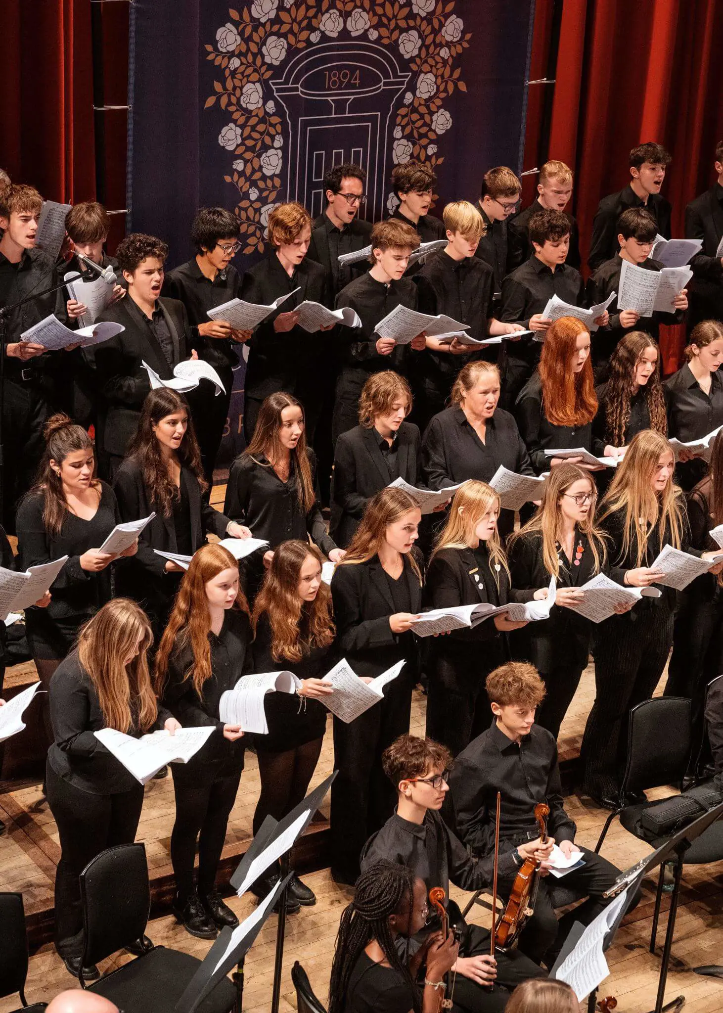 Pupils in a choir, Ibstock Place School private school near Richmond, Barnes, Putney, Kingston, and Wandsworth on an overseas trip. 