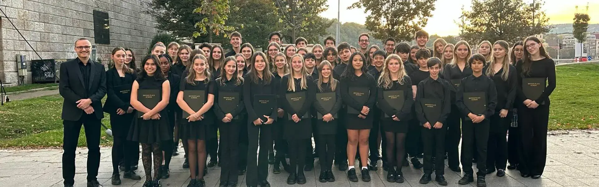 A group photo of Ibstock Singers in Budapest | Ibstock Place School, Roehampton, Private School Near Richmond, Barnes, Wandsworth, Putney, Kingston.