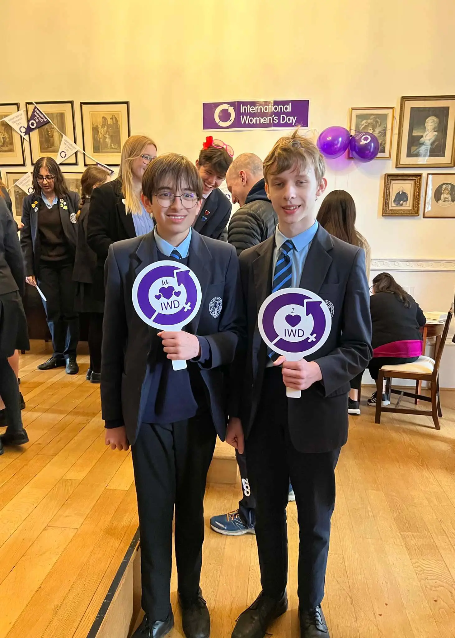 Pupils Celebrating International Women's Day at Ibstock Place School, Roehampton, a private school near Richmond, Barnes, Putney, Kingston, & Wandsworth