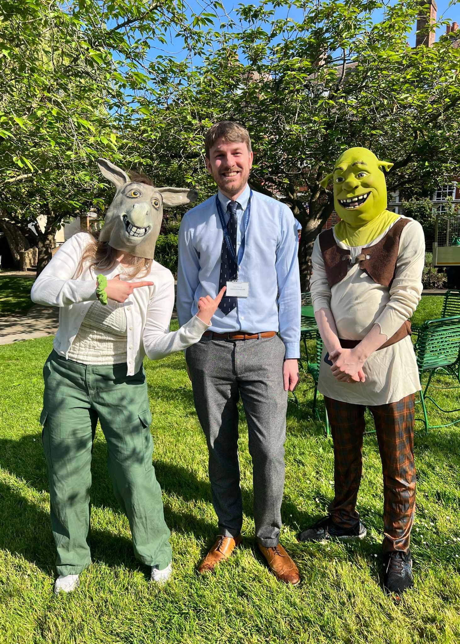 Upper sixth form pupils in fancy dress for their last day at  Ibstock Place School, a private school near Richmond, Barnes, Putney, Kingston, and Wandsworth on an overseas trip. 