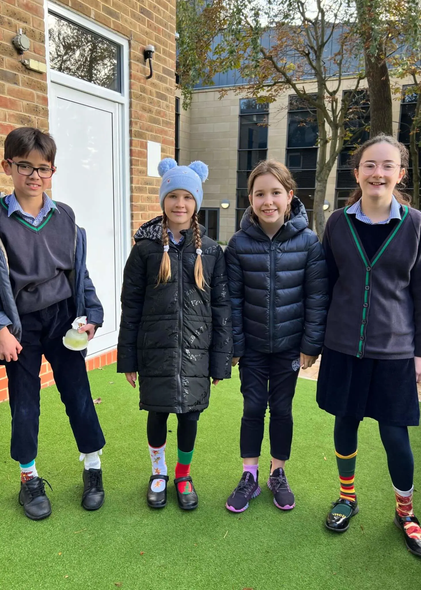 Prep pupils in odd socks| Ibstock Place School, a private school near Richmond, Barnes, Putney, Kingston, and Wandsworth. 