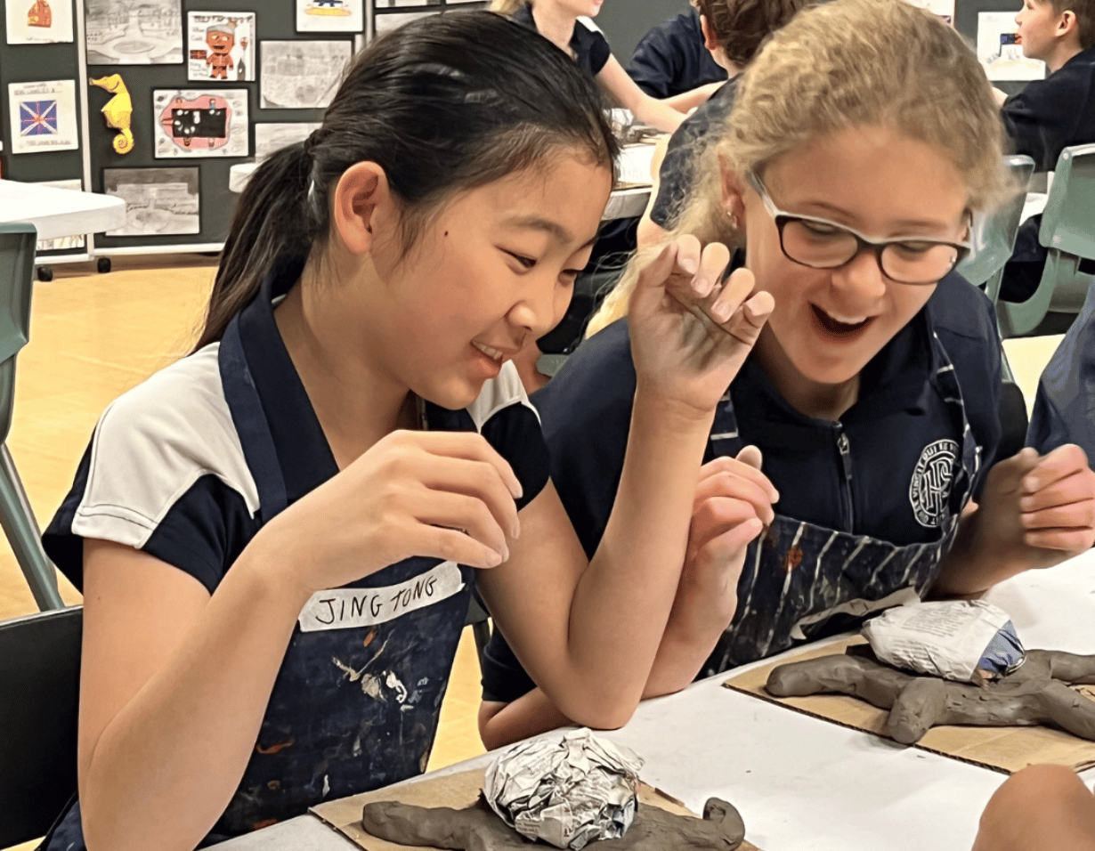 Prep pupils at their art lessons at Ibstock Place School, a private school near Richmond.