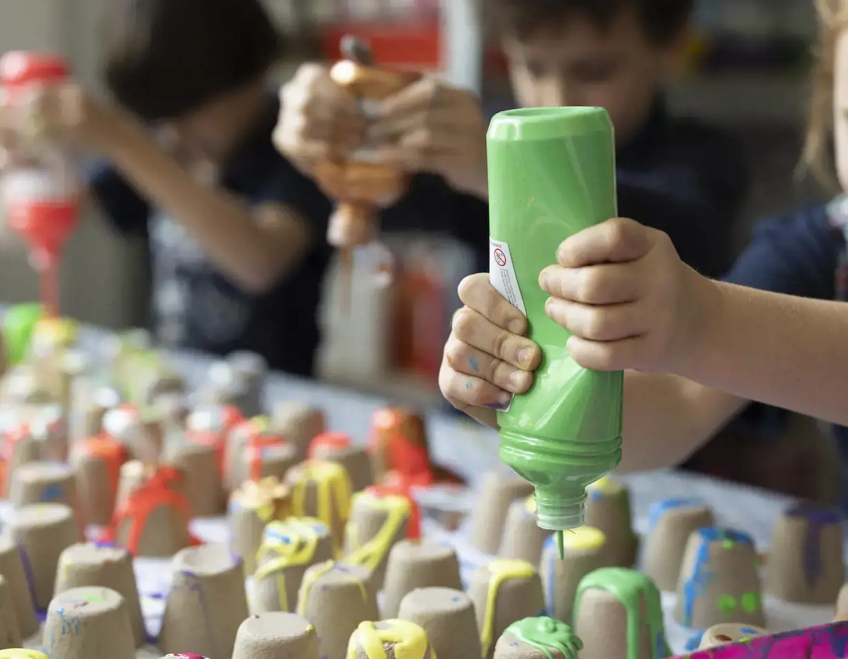 Prep pupils at their art lessons at Ibstock Place School, a private school near Richmond.