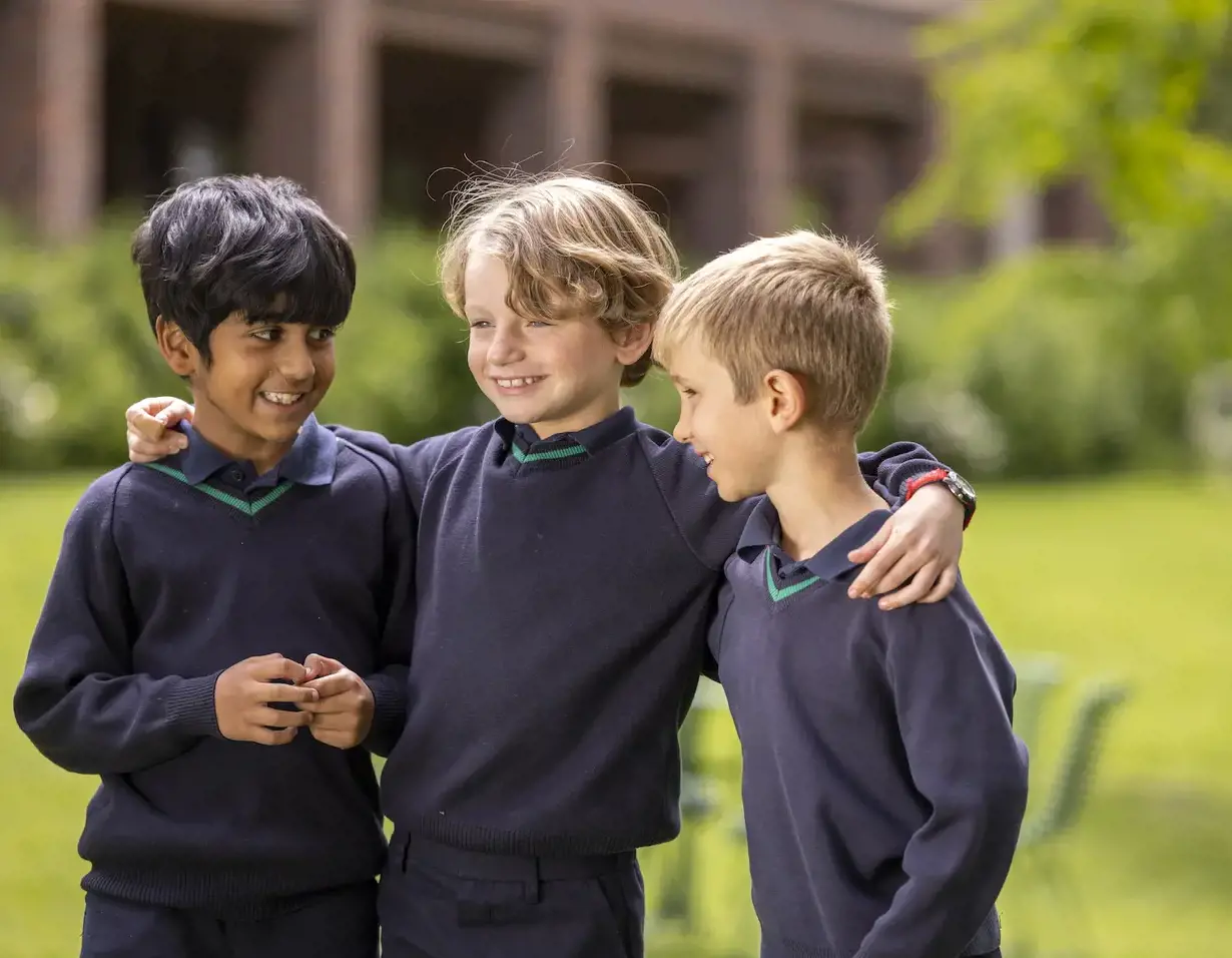 Three Prep boys having fun at Ibsto ck Place School, a private school near Richmond.