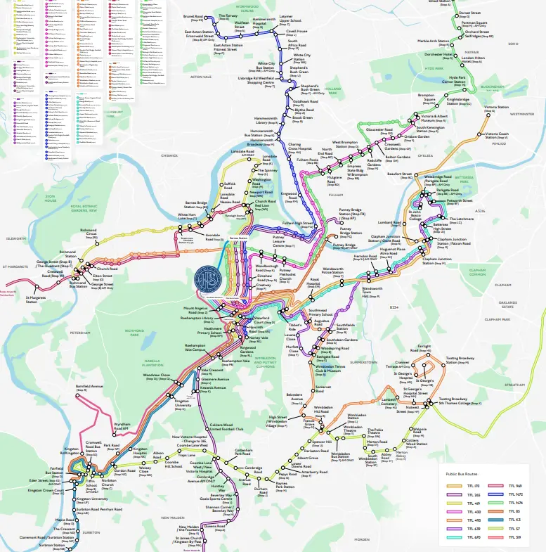 A website that shows your school route from your home to Ibstock Place School, a private school near Richmond, Barnes, Kingstin, Roehampton.