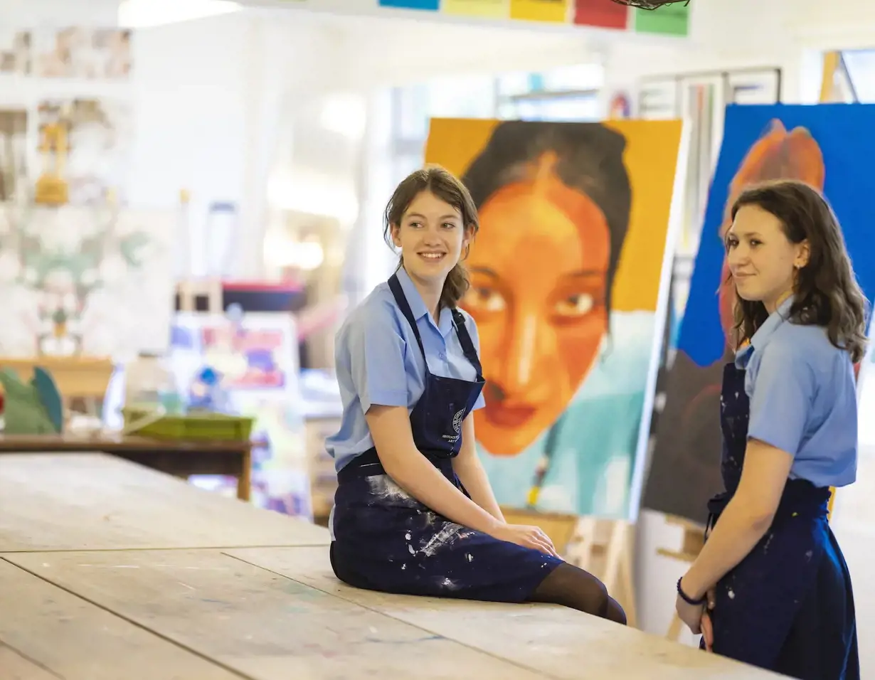 Senior pupils at their art lessons at Ibstock Place School, co-educational a private school near Richmond, Barnes, Putney