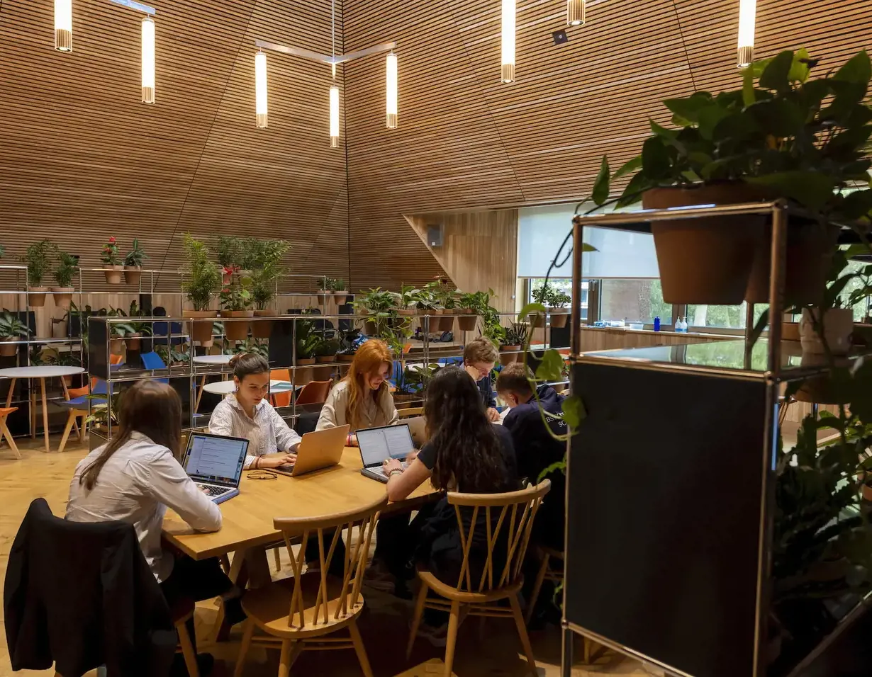 Sixth form pupils studying at Ibstock Place School, a co-educational private school near Richmond, Barnes, Putney, Kingston, and Wandsworth.