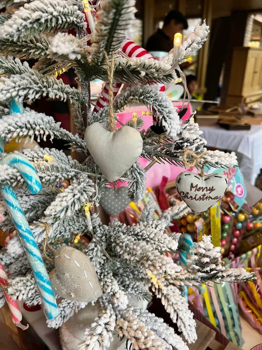 Christmas decorations at FIPS Festive Fair at Ibstock Place School, Roehampton.